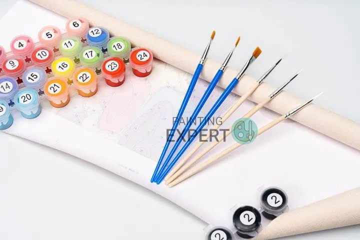 Malen nach Zahlen Frau mit lila Blume