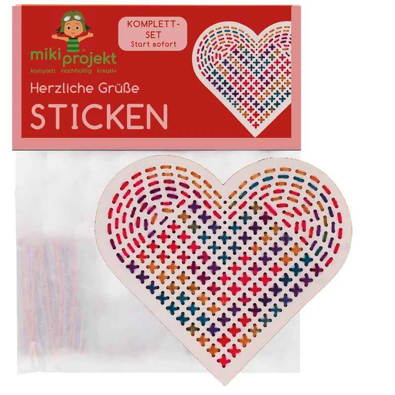 Bastelset Herz - Sticken für Kinder