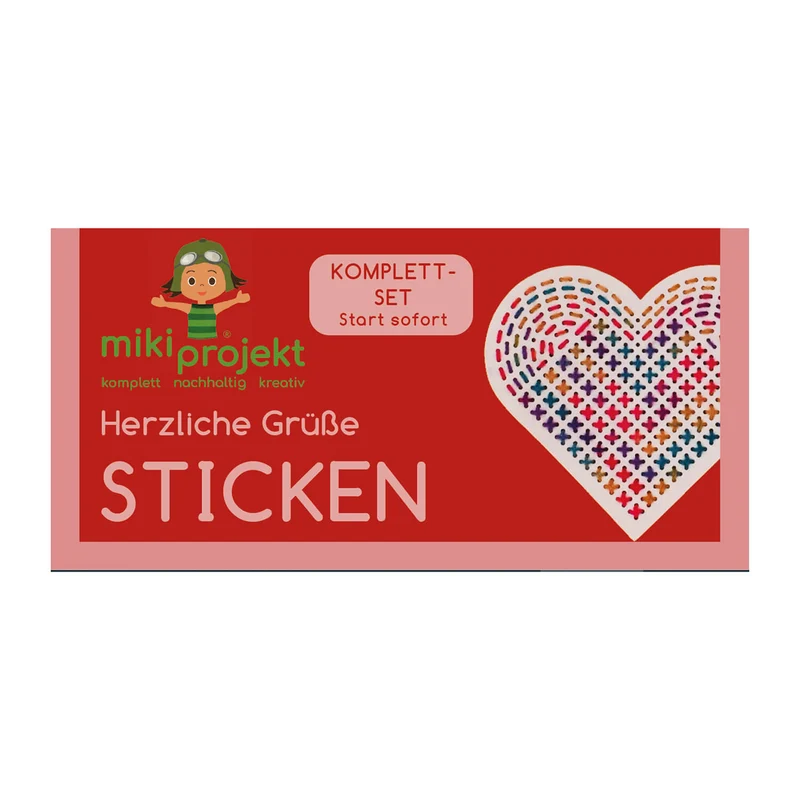 Bastelset Herz - Sticken für Kinder