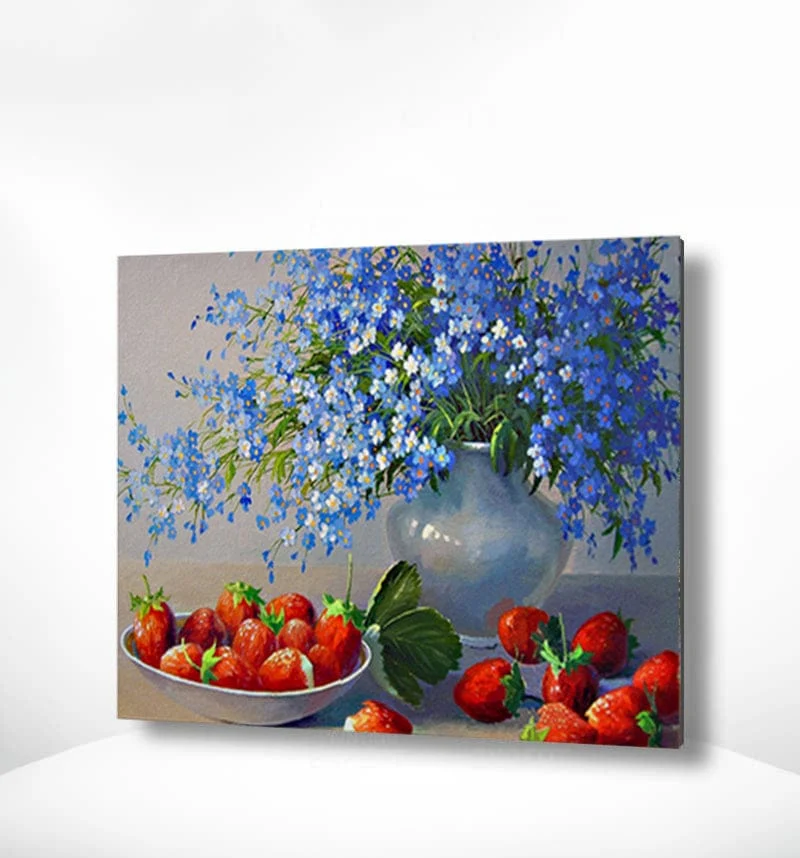 Malen nach Zahlen Blumen mit Erdbeere