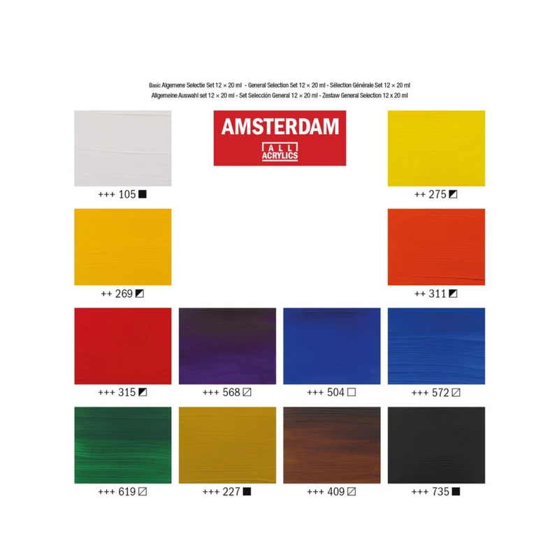 Amsterdam | Acrylic – Acrylfarben Set 12 × 20 ml, hochpigmentiert & lichtecht