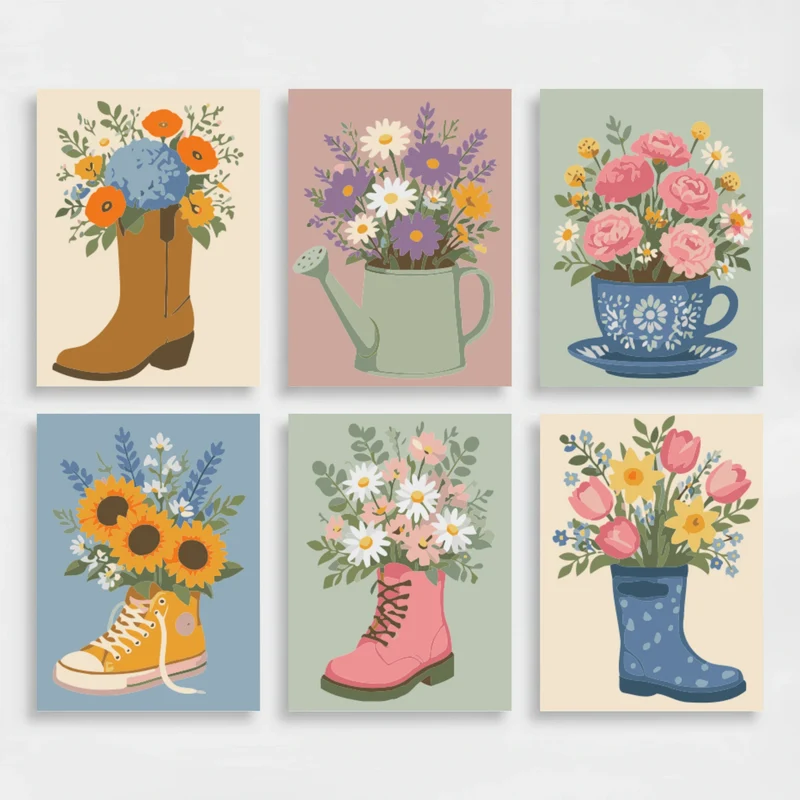 Blooming Boots and Bouquets - Mini Paint by Numbers Set