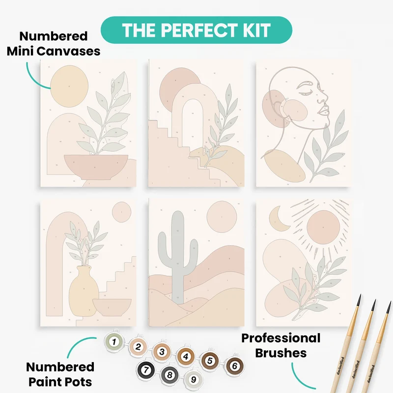 Boho Terracotta Abstract Set - Mini Paint by Numbers Set