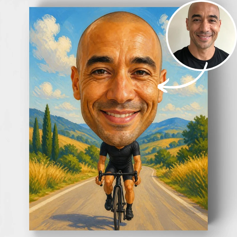Cyclist Bobblehead - Custom Paint by Numbers Kit