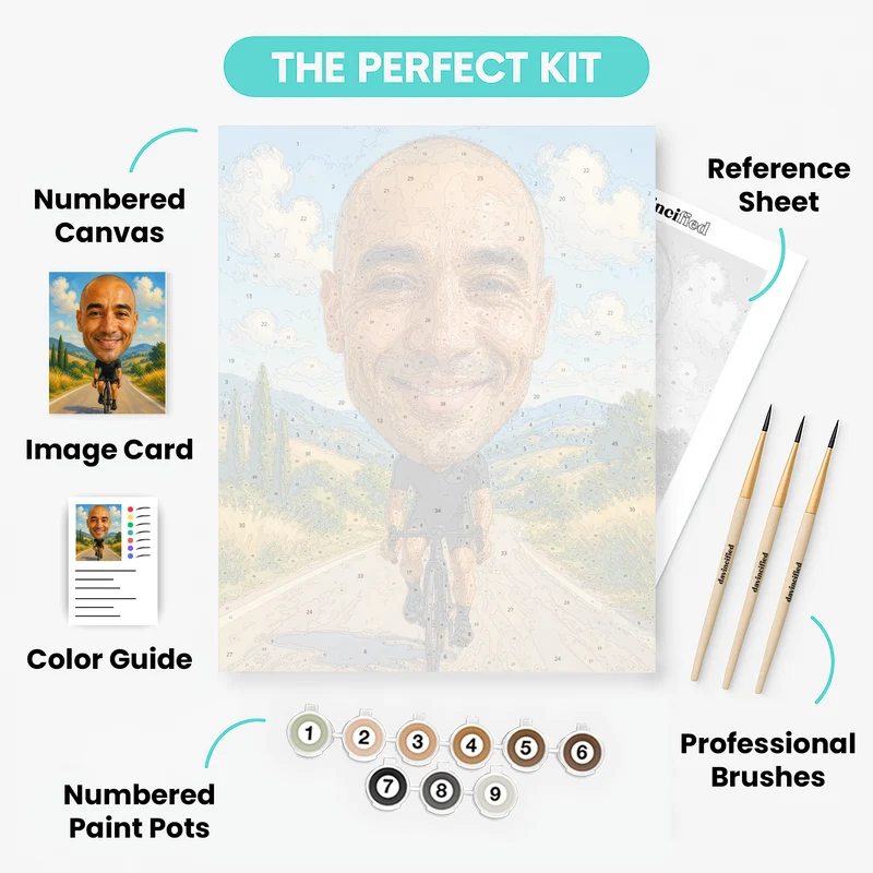 Cyclist Bobblehead - Custom Paint by Numbers Kit