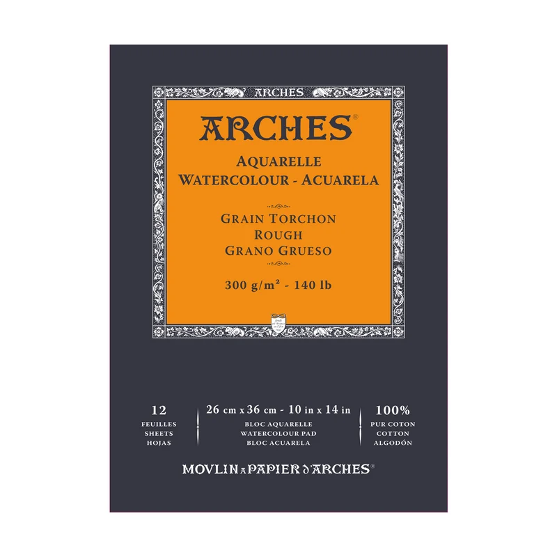 Blocco per acquerello ARCHES Aquarelle grana ruvida bianco naturale 300 g/m² – 12 fogli