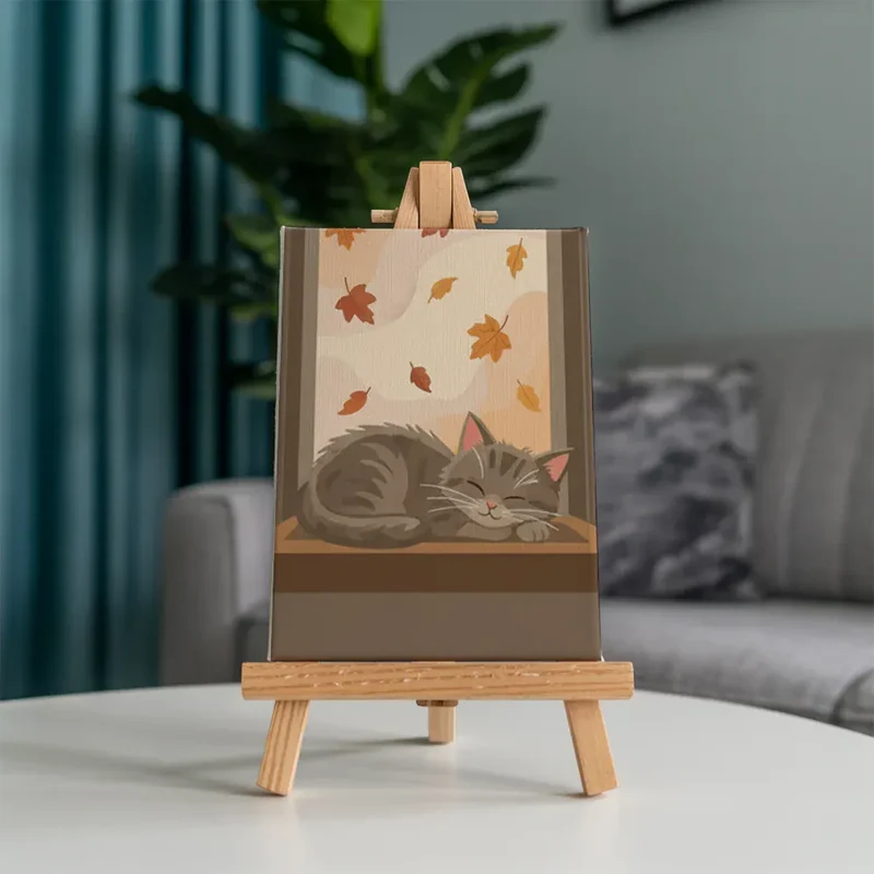Malen nach Zahlen – 6 Mini-Gemälde - Gemütliche Kitty-Ecke