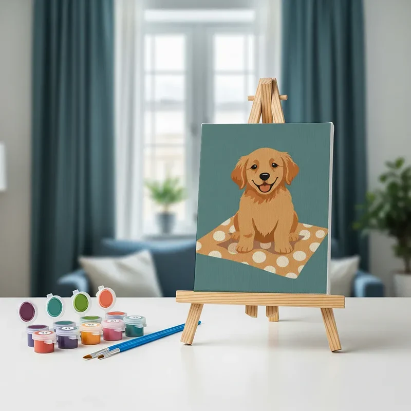 Malen nach Zahlen – 6 Mini-Gemälde - Retro Hundetage