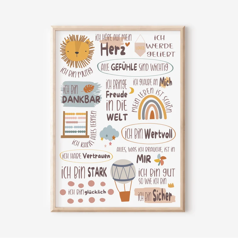 Modern Kids Art - Poster Affirmationen Harmonie 2