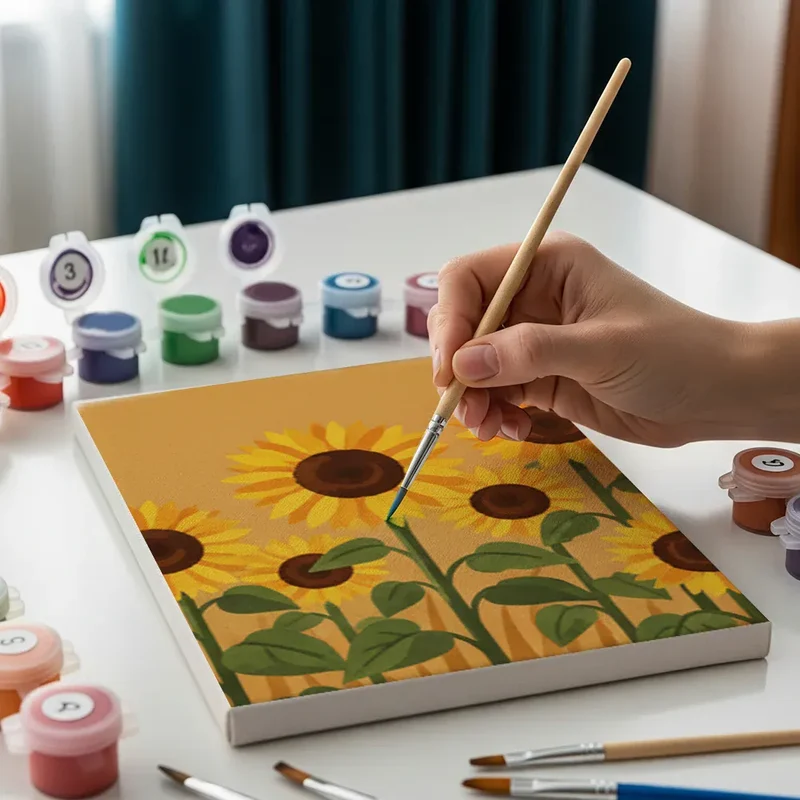 Malen nach Zahlen – 6 Mini-Gemälde - Goldene Erntefelder