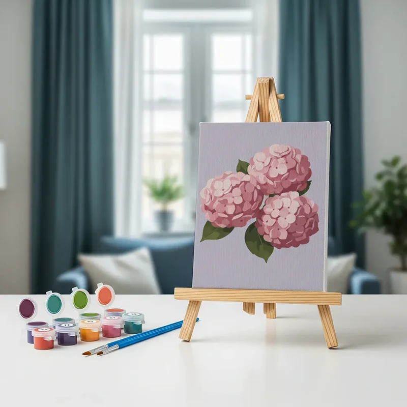 Malen nach Zahlen – 6 Mini-Gemälde - Hortensie Abschied