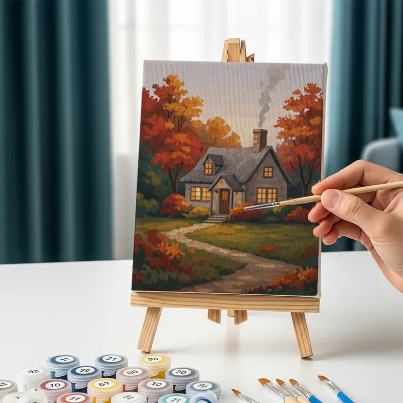 Malen nach Zahlen – 6 Mini-Gemälde - Sanfter früher Herbst