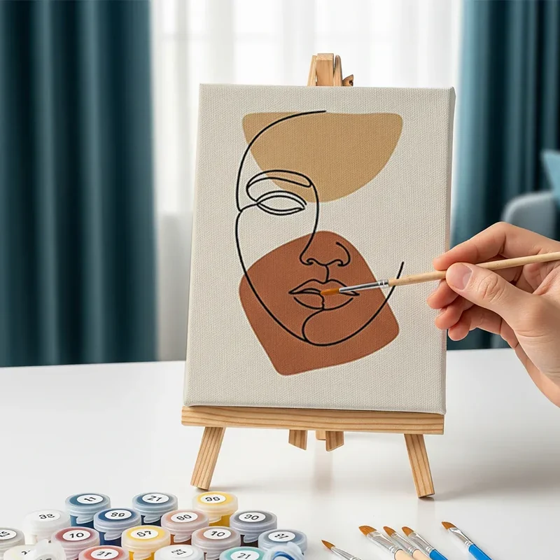 Malen nach Zahlen – 6 Mini-Gemälde - Boho Linienkunst & Natur