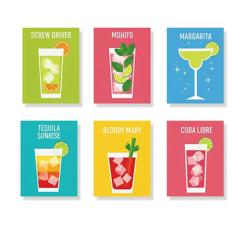 Malen nach Zahlen – 6 Mini-Gemälde - Cocktailkollektion