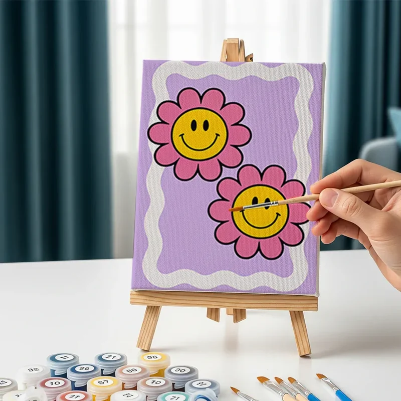 Malen nach Zahlen – 6 Mini-Gemälde - Lila Vase