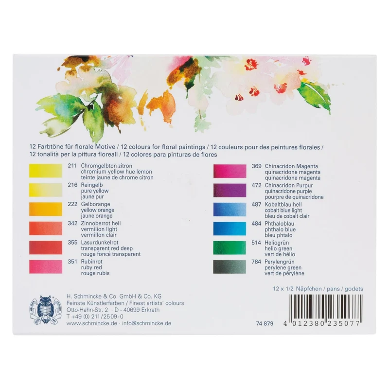Schmincke | Horadam Aquarell Floral Set Special Edition Alukasten 12 x 1/2 Näpfchen