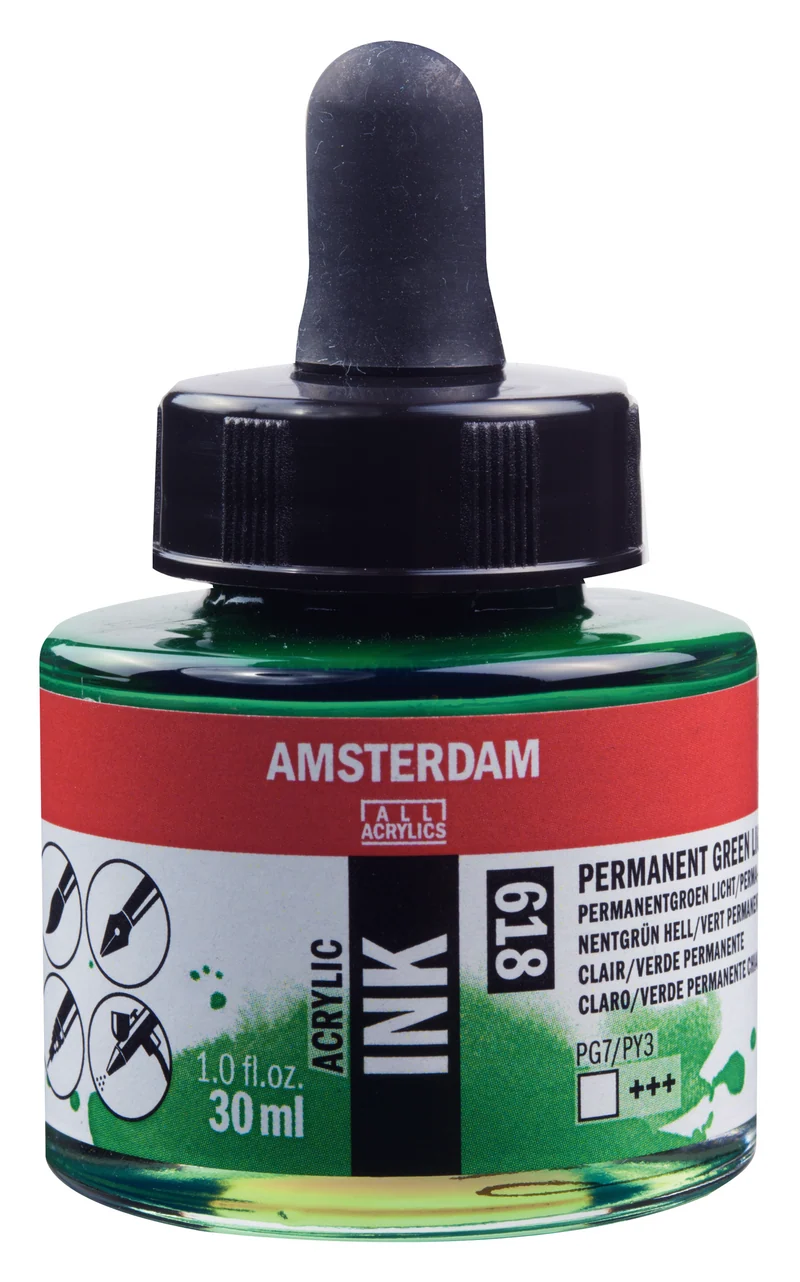 Royal Talens AMSTERDAM Acrylic Ink - Hellgrün Permanent 618 (30ml)