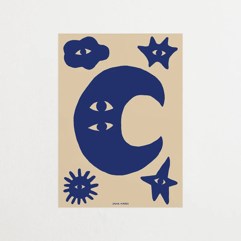 Moon and friends Blue