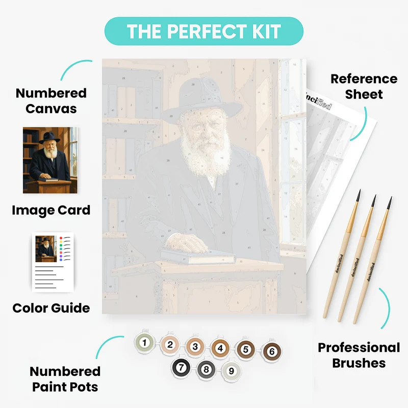 The Lubavitcher Rebbe at the Lectern - Paint by Numbers Kit