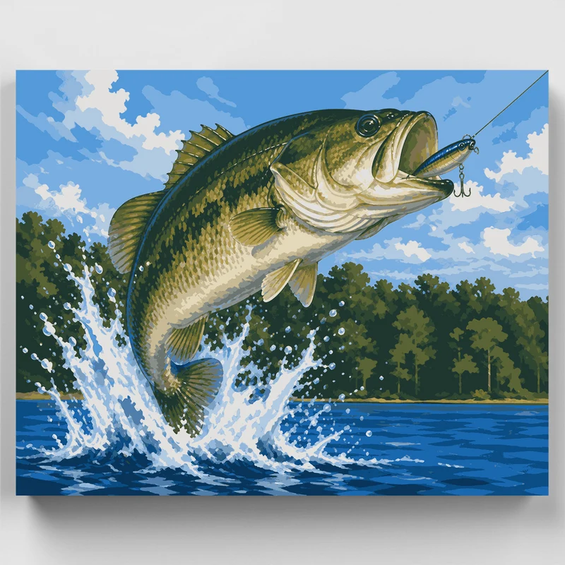 Bass Mid-Leap - Paint by Numbers Kit