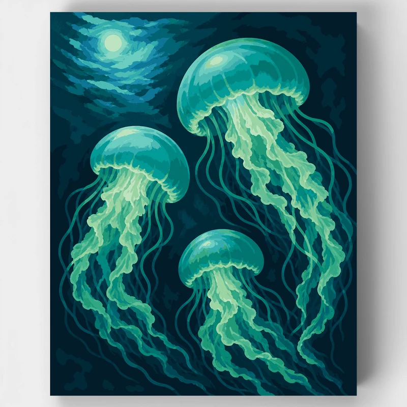 Glowing Midnight Jellyfish - Paint by Numbers Kit