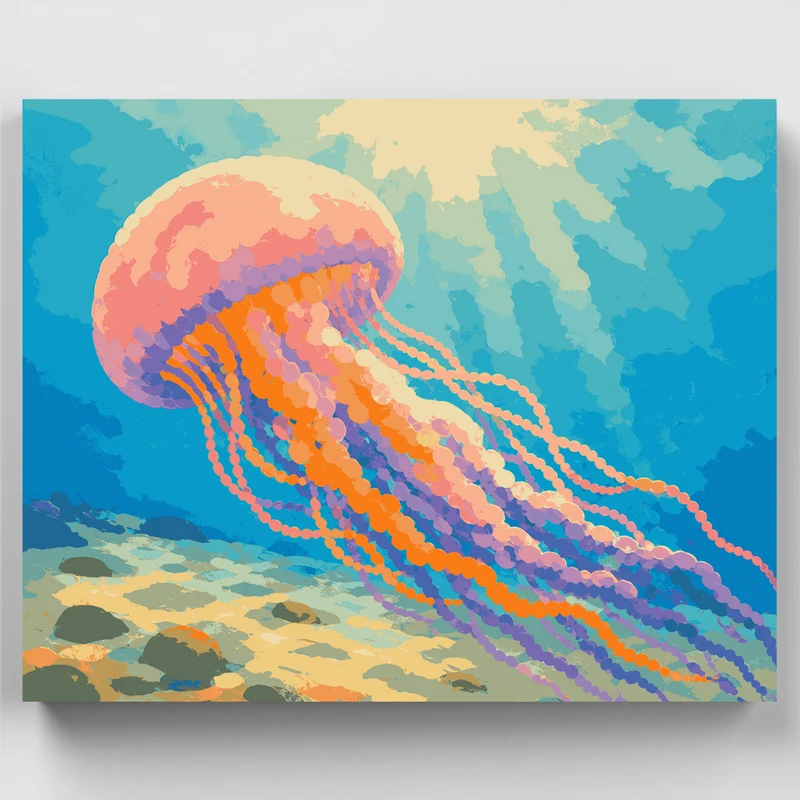 Sunlit Jellyfish Drift - Paint by Numbers Kit