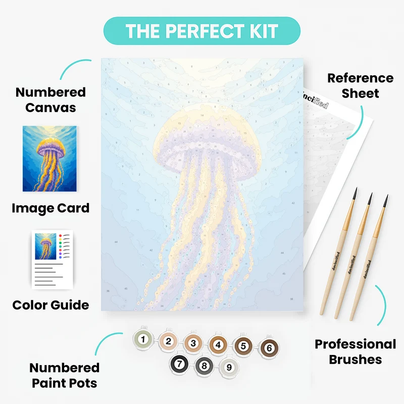 Golden Jellyfish Ascending - Paint by Numbers Kit