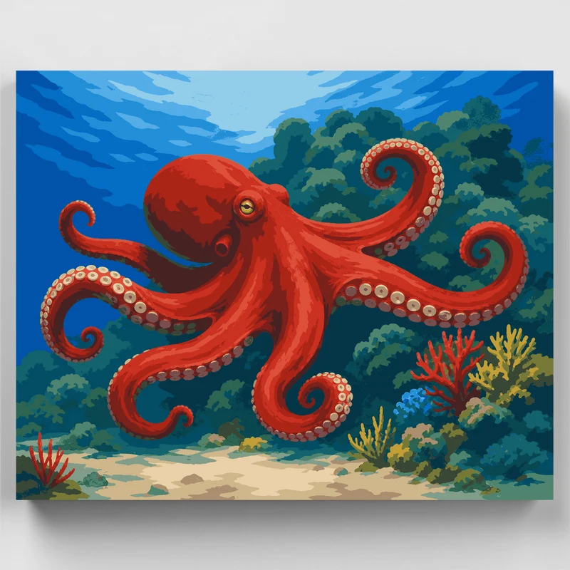 Crimson Reef Octopus - Paint by Numbers Kit