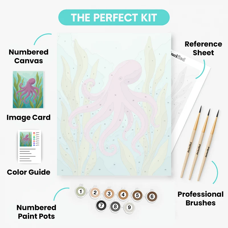 Drifting Mauve Octopus - Paint by Numbers Kit