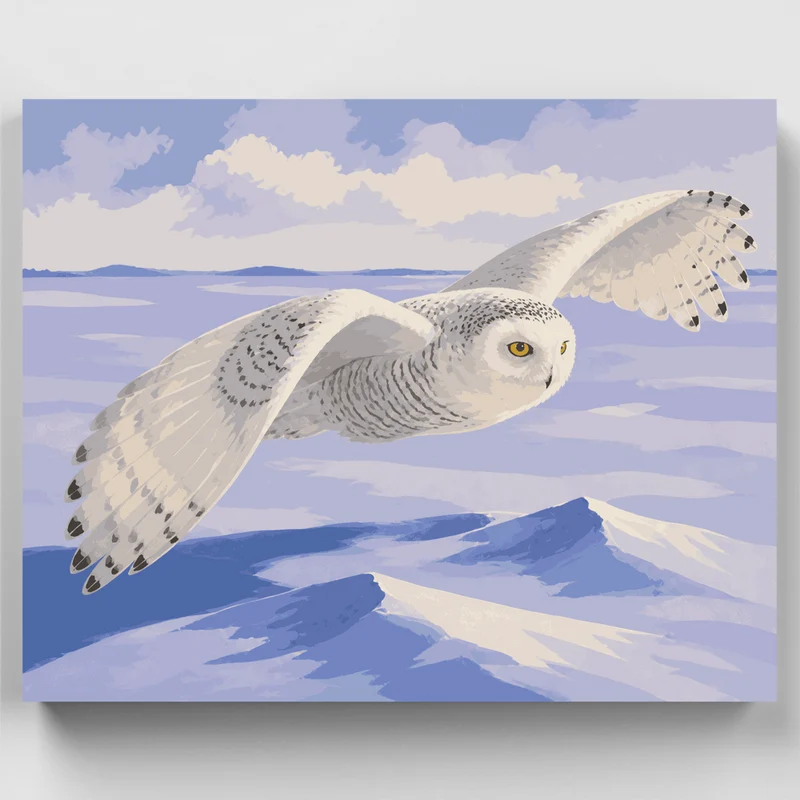 Snowy Owl in Flight - Paint by Numbers Kit