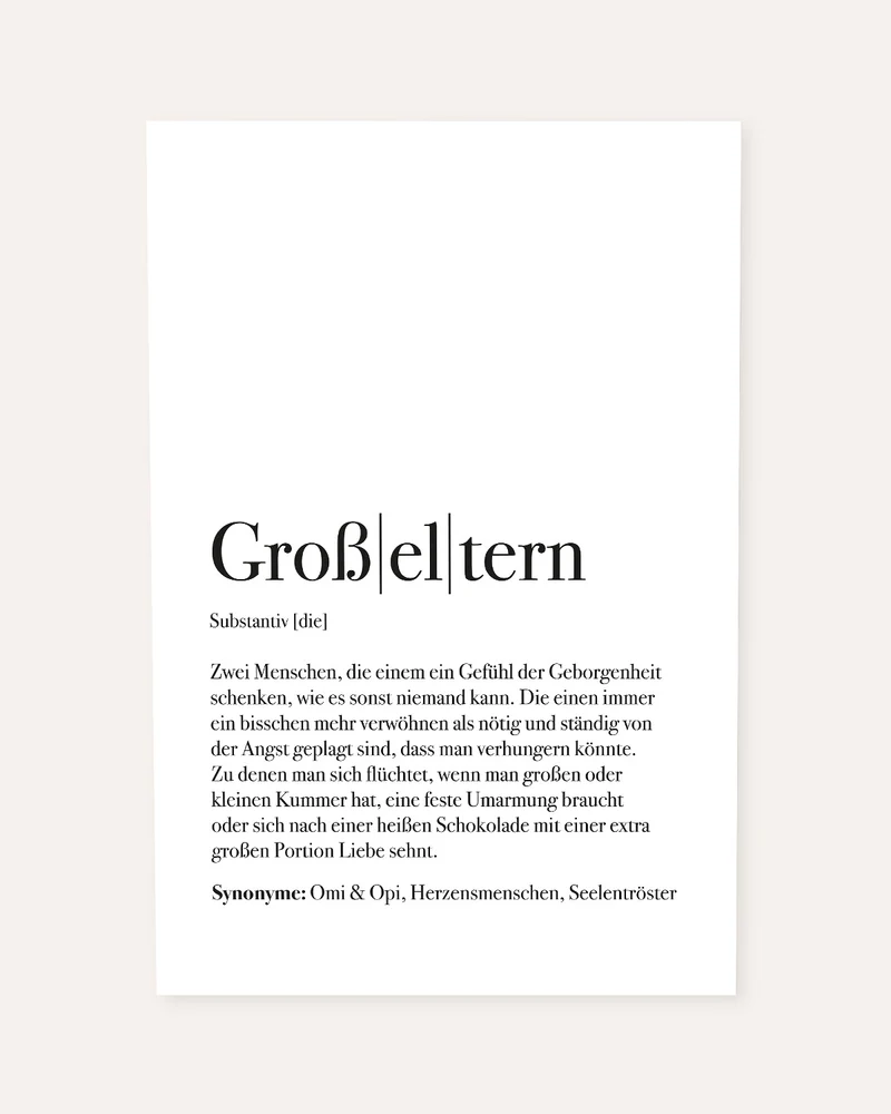 Definition Großeltern - Foto-Poster