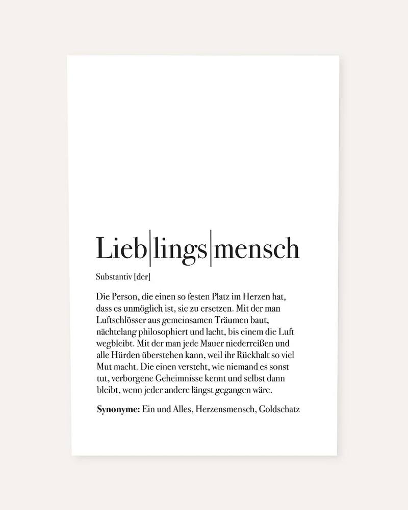 Definition Lieblingsmensch - Foto-Poster