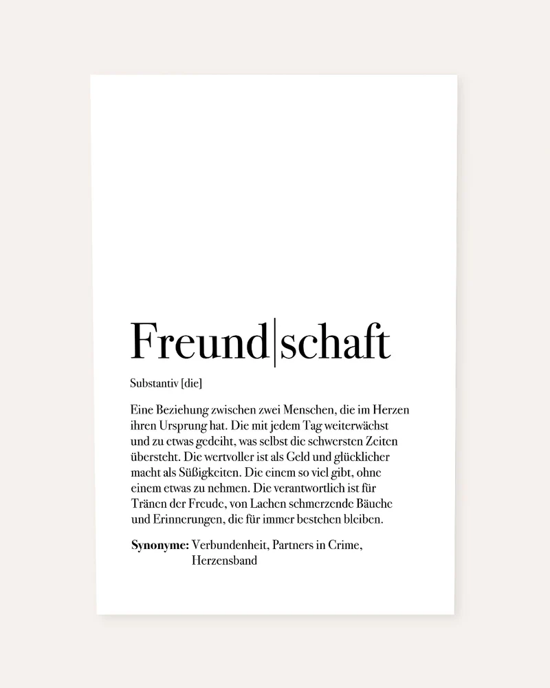 Definition Freundschaft - Foto-Poster