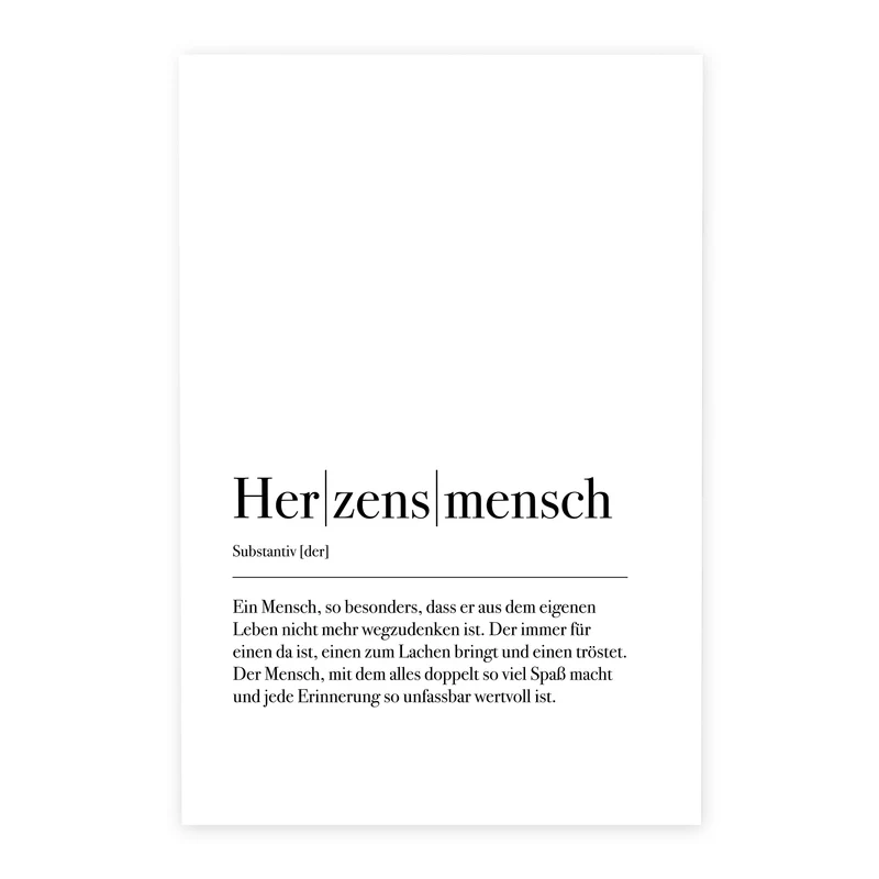 Definition Herzensmensch - Foto-Poster