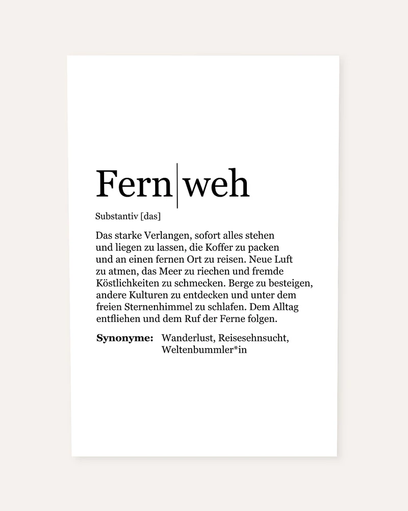 Definition Fernweh - Poster