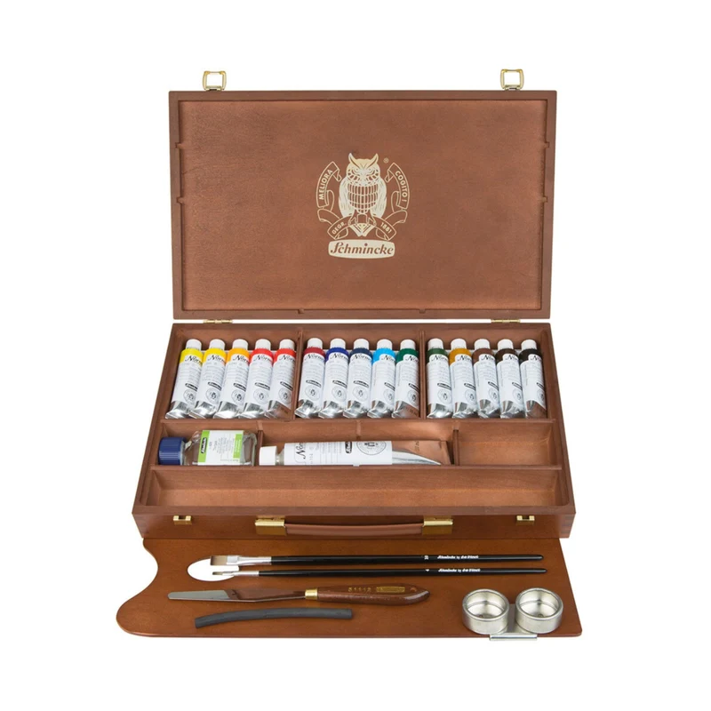 Schmincke | Norma Professional Ölfarben Holzkasten 15 x 35ml + Hilfsmittel & Zubehör