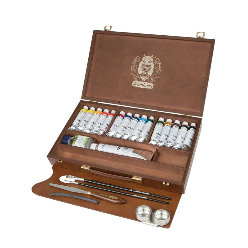 Schmincke | Norma Professional Ölfarben Holzkasten 15 x 35ml + Hilfsmittel & Zubehör