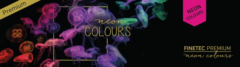 FINETEC | Perlglanzfarben Premium Neon Aquarellfarben Set 6 Näpfchen leuchtende Effektfarben
