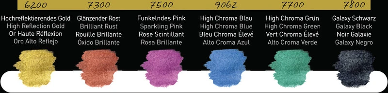 FINETEC | Perlglanzfarben Premium High Chroma Aquarellfarben Set 6 Näpfchen brillante Effektfarben