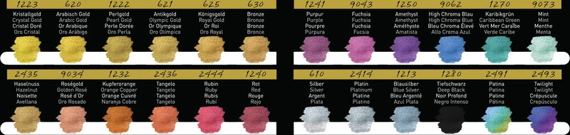 FINETEC | Perlglanzfarben Essentials Colourful Aquarellfarben Set 24 Näpfchen brillante Effektfarben