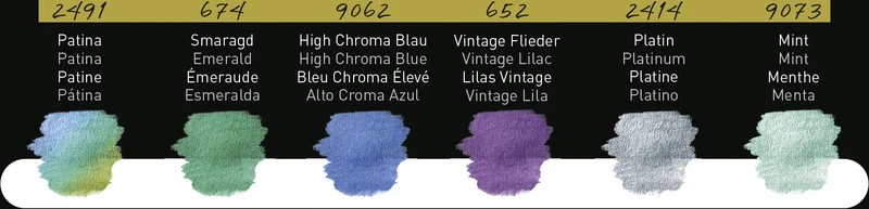 FINETEC | Perlglanzfarben Essentials Cool hochwertiges Aquarellfarben Set 6 Näpfchen Effekttöne