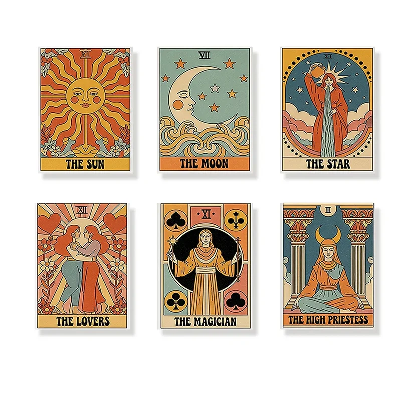 Malen nach Zahlen – 6 Mini-Gemälde - Tarot Vibe Kollektion