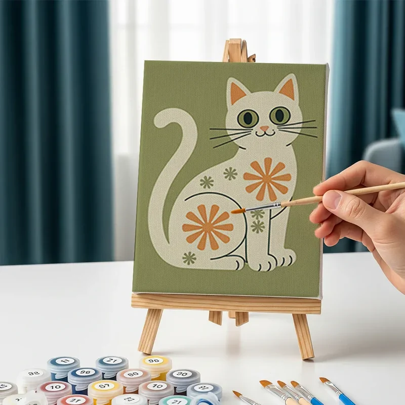 Malen nach Zahlen – 6 Mini-Gemälde - Die Mod Cats-Kollektion
