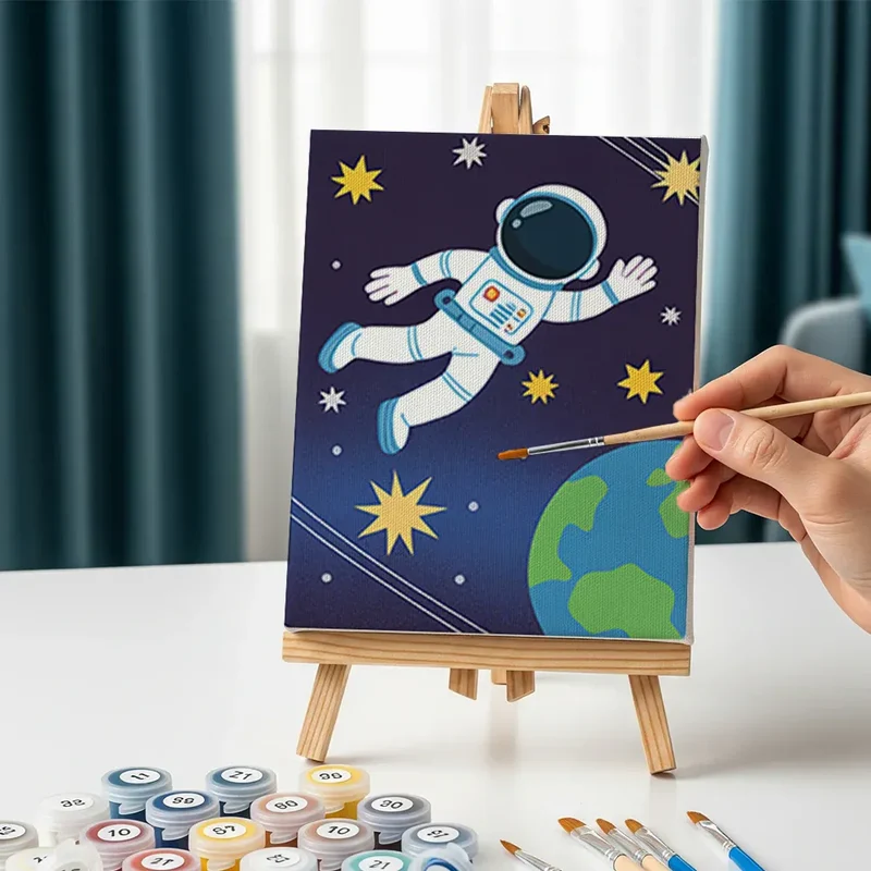 Malen nach Zahlen – 6 Mini-Gemälde - Kleine Astronauten