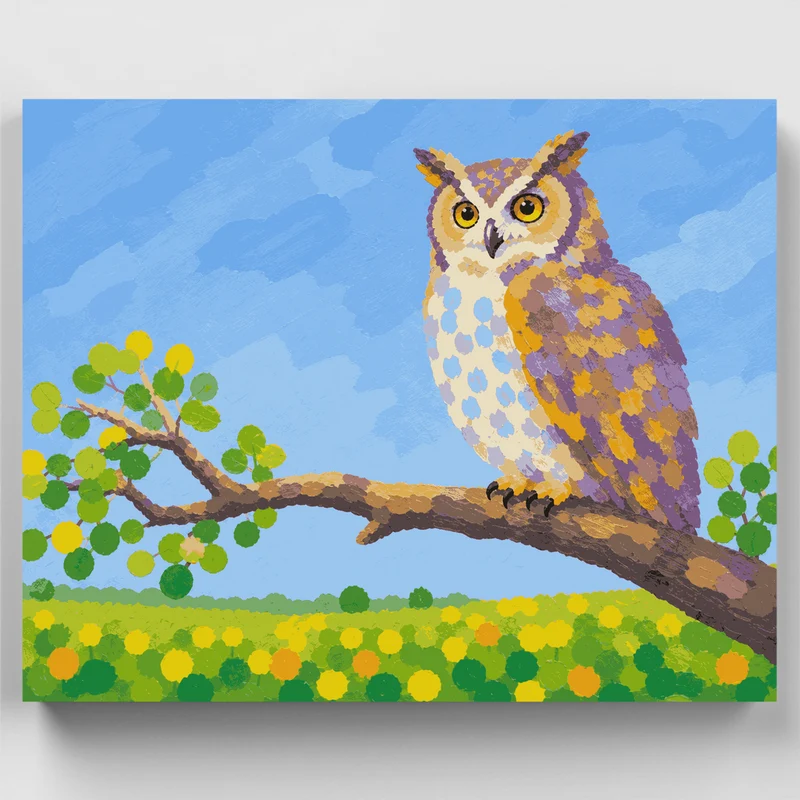 Amber-Eyed Owl Watch - Paint by Numbers Kit