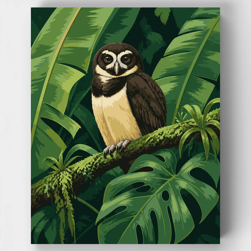 Spectacled Owl in the Jungle - Paint by Numbers Kit