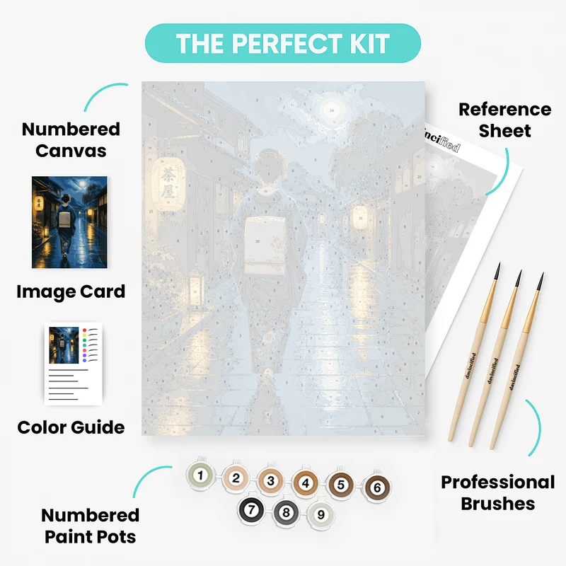Geisha in the Rain - Paint by Numbers Kit