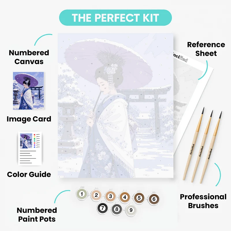 Violet Umbrella Geisha - Paint by Numbers Kit