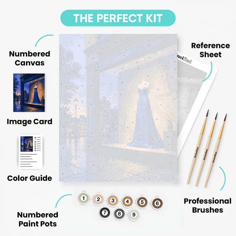 Cobalt Gown at Dusk - Paint by Numbers Kit