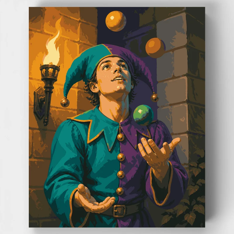 Torchlit Jester's Toss - Paint by Numbers Kit